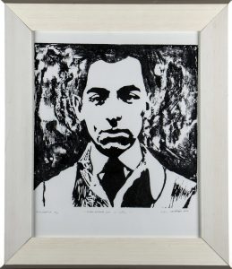 Tito Calderón / Pablo Neruda con 15 años. Xilografía, 66x57cm